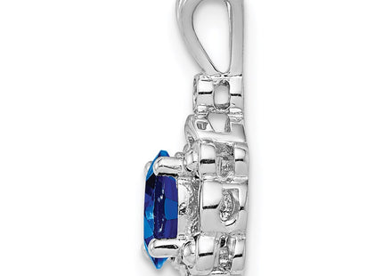 Sterling silver sapphire pendant, alternate view