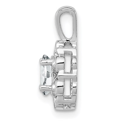 Sterling Silver Rhodium-plated White Topaz & Diam. Pendant, 15 x 9mm