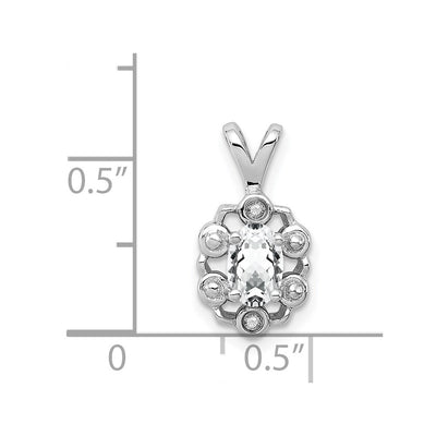 Sterling Silver Rhodium-plated White Topaz & Diam. Pendant, 15 x 9mm