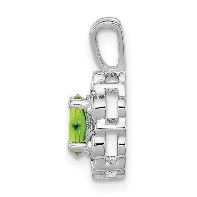 Sterling Silver Rhodium-plated Peridot & Diam. Pendant, 15 x 9mm