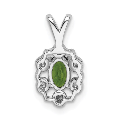 Sterling Silver Rhodium-plated Peridot & Diam. Pendant, 15 x 9mm