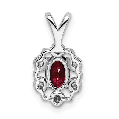 Sterling Silver Rhodium-plated Created Ruby & Diam. Pendant, 15 x 9mm