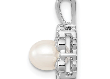 Sterling silver pearl pendant, alternate view