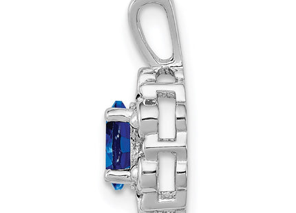 Sterling silver sapphire pendant, alternate view
