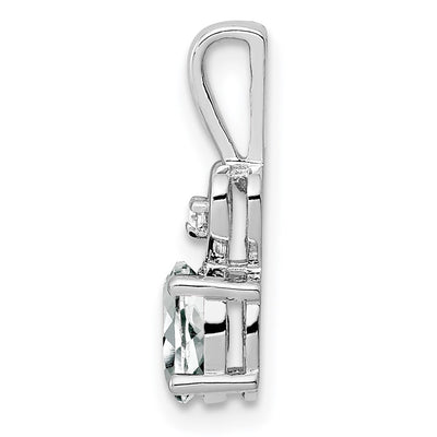 Sterling Silver Rhodium-plated White Topaz & Diam. Pendant, 16 x 5mm