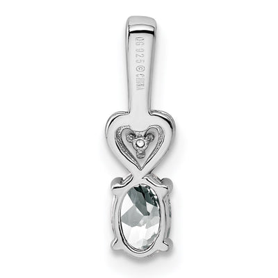 Sterling Silver Rhodium-plated White Topaz & Diam. Pendant, 16 x 5mm