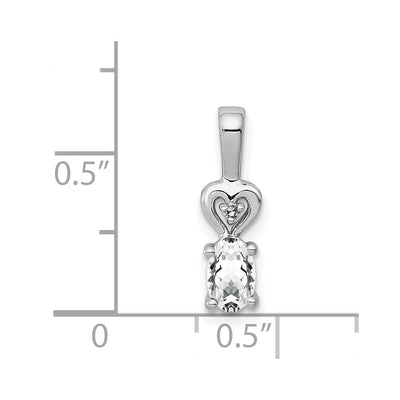 Sterling Silver Rhodium-plated White Topaz & Diam. Pendant, 16 x 5mm