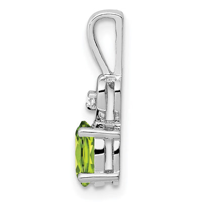 Sterling Silver Rhodium-plated Peridot & Diam. Pendant, 16 x 5mm