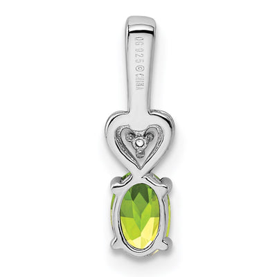 Sterling Silver Rhodium-plated Peridot & Diam. Pendant, 16 x 5mm