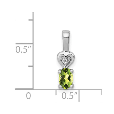 Sterling Silver Rhodium-plated Peridot & Diam. Pendant, 16 x 5mm