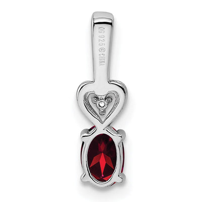 Sterling Silver Rhodium-plated Created Ruby & Diam. Pendant, 16 x 5mm