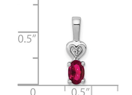 Sterling Silver Rhodium-plated Created Ruby & Diam. Pendant (Style QBPD23JUL)
