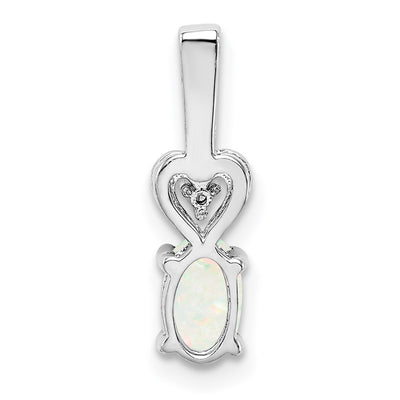 Sterling Silver Rhodium-plated Created Opal & Diam. Pendant, 16 x 5mm