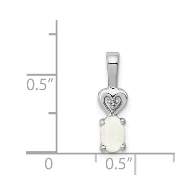 Sterling Silver Rhodium-plated Created Opal & Diam. Pendant, 16 x 5mm