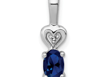 Sterling Silver Rhodium-plated Created Sapphire & Diam. Pendant (Style QBPD23SEP)