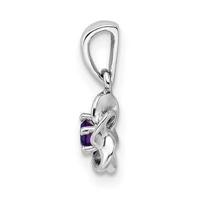 Sterling Silver Rhodium-plated Floral Amethyst Pendant, 16 x 3.4mm