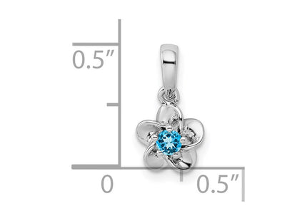 Sterling Silver Rhodium-plated Floral Blue Topaz Pendant (Style QBPD30BT)