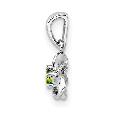 Sterling Silver Rhodium-plated Floral Peridot Pendant, 16 x 3.4mm