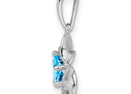 Sterling silver blue topaz pendant, alternate view