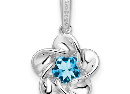 Sterling silver blue topaz pendant, further view