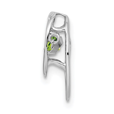 Sterling Silver Rhodium Peridot Birthstone Vibrant Chain Slide