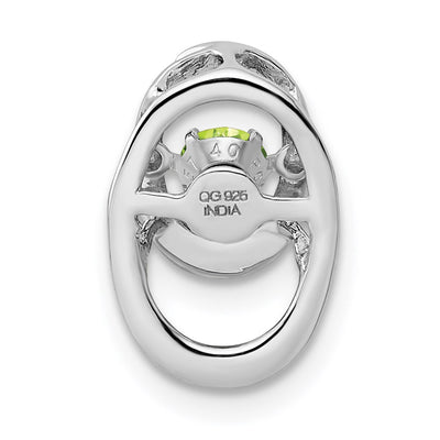 Sterling Silver Rhodium Peridot Birthstone Vibrant Chain Slide