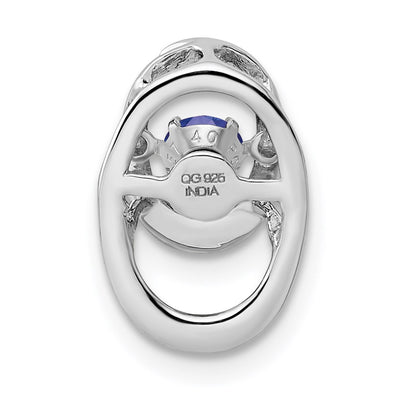 Sterling Silver Rhodium Created Sapphire Birthstone Vibrant Chain Slide