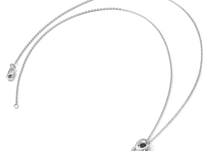Sterling Silver Rhodium Created Sapphire Birthstone Vibrant Chain Slide
