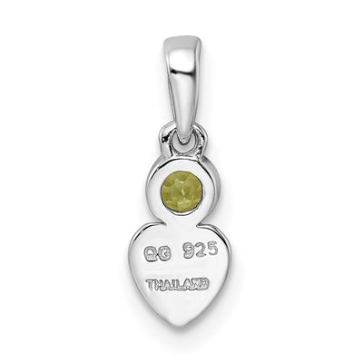 Sterling Silver Rhodium-plated Polished Peridot Heart Pendant