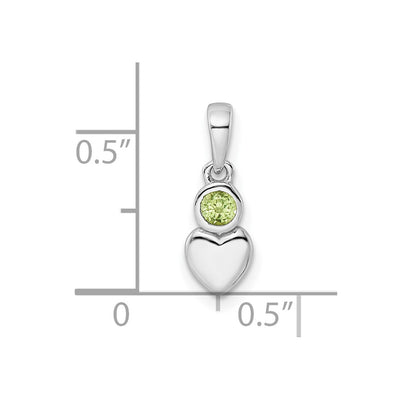 Sterling Silver Rhodium-plated Polished Peridot Heart Pendant