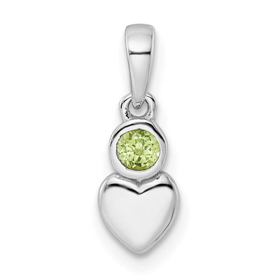 Sterling silver peridot heart pendant