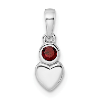 Sterling silver garnet heart pendant