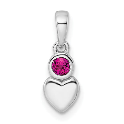 Sterling silver ruby heart pendant