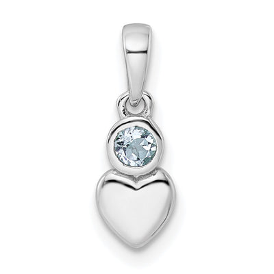 Sterling silver aquamarine heart pendant