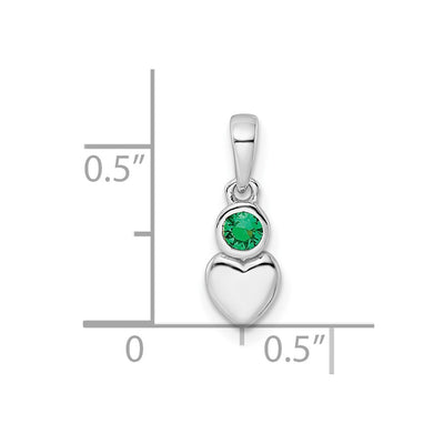 Sterling Silver Rhodium-plated Lab Created Emerald Heart Pendant