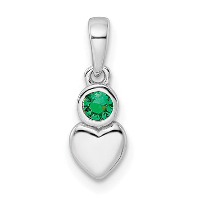 Sterling silver emerald heart pendant