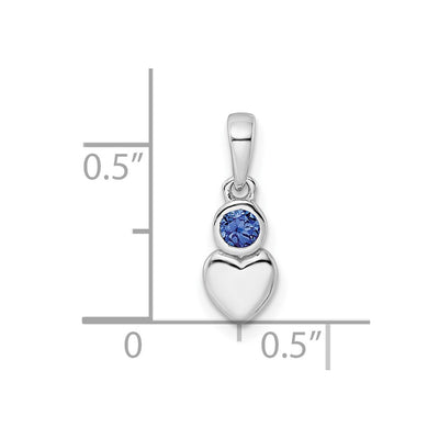 Sterling Silver Rhodium-plated Lab Created Sapphire Heart Pendant
