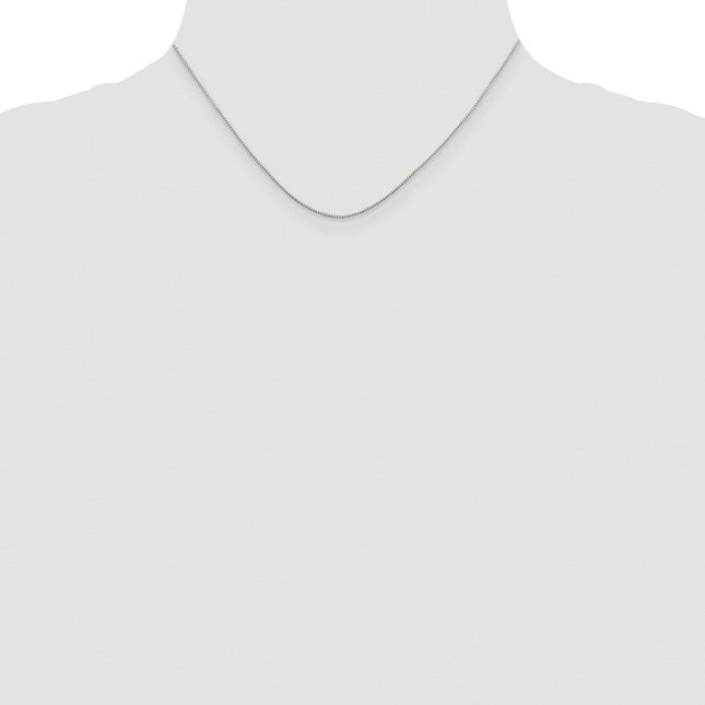 Sterling Silver Rhodium-plated 8 Sided Diamond-cut Box Chain, 16 x 0.8mm