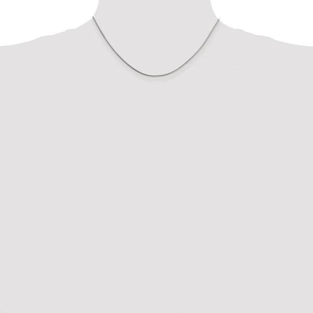 Sterling Silver Rhodium-plated 8 Sided Diamond-cut Box Chain, 16 x 1mm