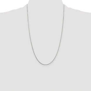 Sterling Silver Rhodium-plated 8 Sided Diamond-cut Box Chain (Style QBR019R-26)