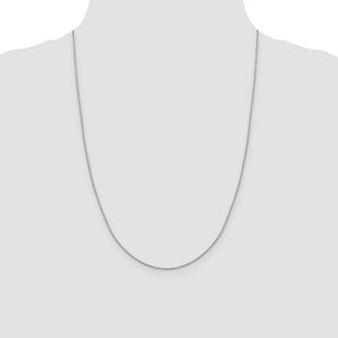 Sterling Silver Rhodium-plated 8 Sided Diamond-cut Box Chain (Style QBR022R-24)