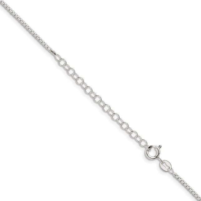 Sterling Silver 8 Sided Diamond-cut Box Chain w/2in ext., 20 x 1.5mm