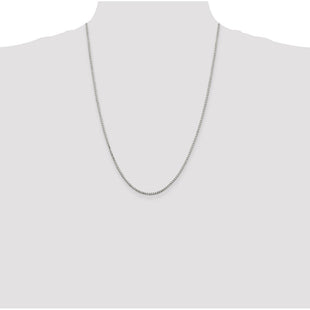 Sterling Silver 8 Sided Diamond-cut Box Chain (Style QBR035-24)