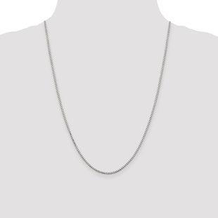 Sterling Silver Rhodium-plated 8 Sided D/C Mirror Box Chain