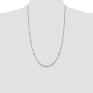 Sterling Silver 8 Sided Diamond-cut Box Chain (Style QBR040-26)