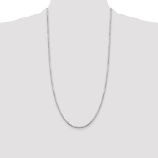 Sterling Silver 8 Sided Diamond-cut Box Chain (Style QBR040-28)