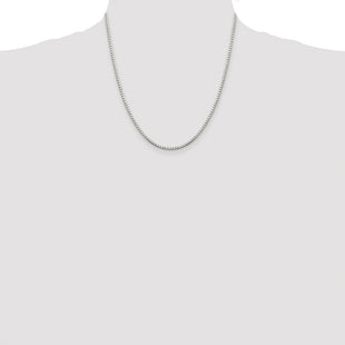 Sterling Silver Rhodium-plated 8 Sided Diamond-cut Box Chain (Style QBR040R-20)