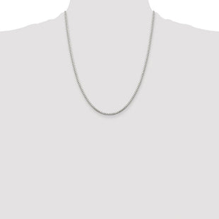 Sterling Silver Rhodium-plated 8 Sided Diamond-cut Box Chain (Style QBR040R-22)