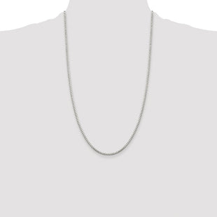 Sterling Silver Rhodium-plated 8 Sided Diamond-cut Box Chain (Style QBR040R-26)