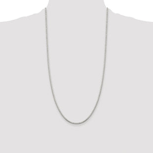 Sterling Silver Rhodium-plated 8 Sided Diamond-cut Box Chain (Style QBR040R-28)